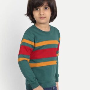 Boys Striped Pure Cotton Regular T Shirt  (Multicolor, Pack of 1)